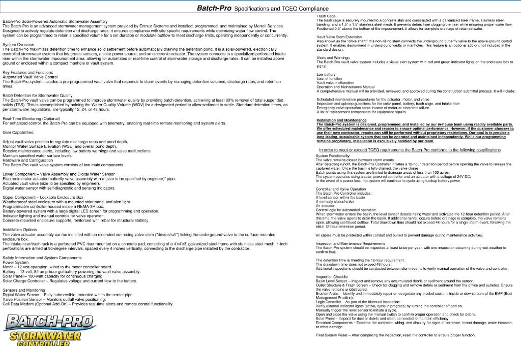Preview of Specifications & TCEQ Compliance