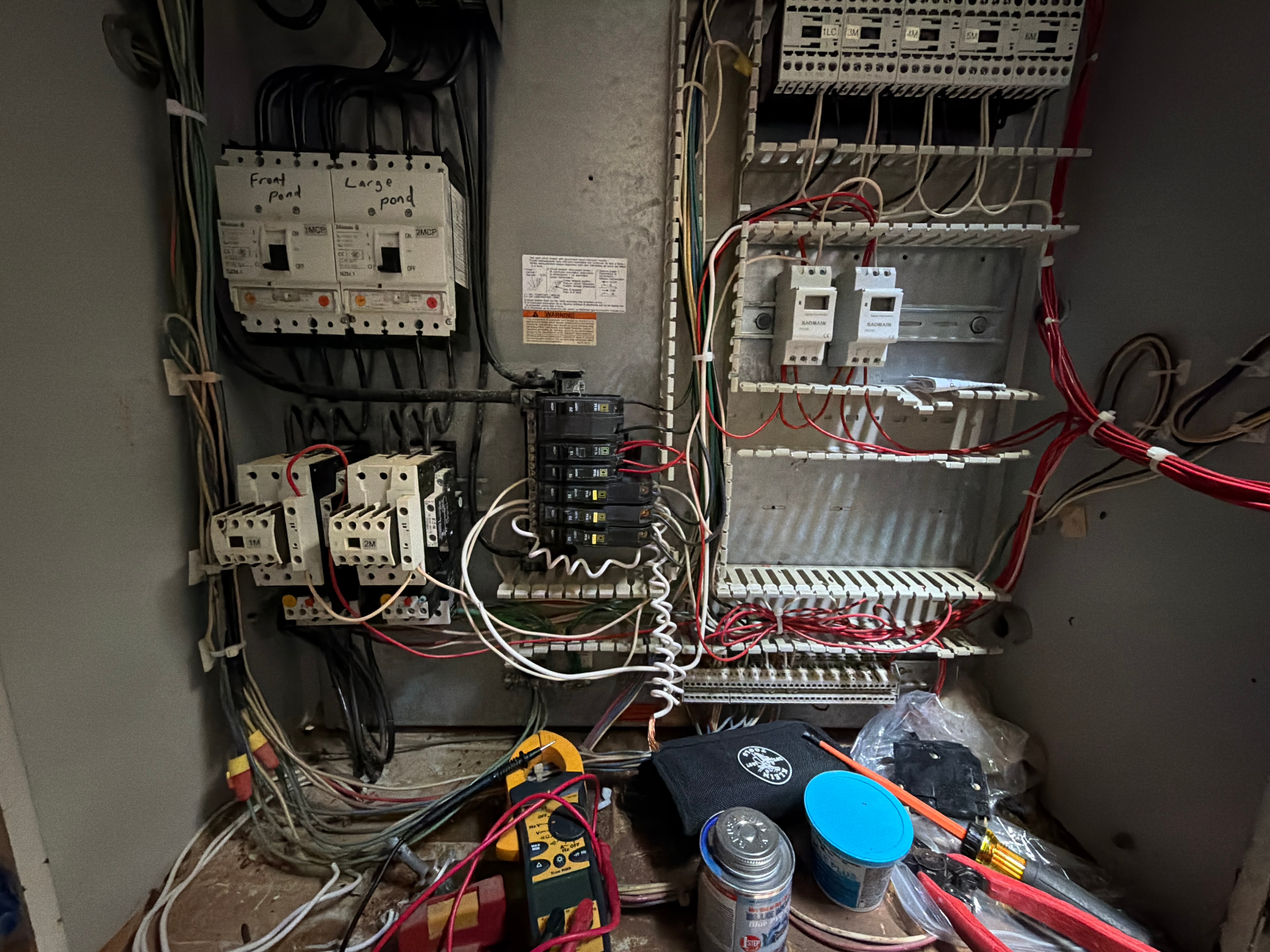 Pond control panel wiring and breakers