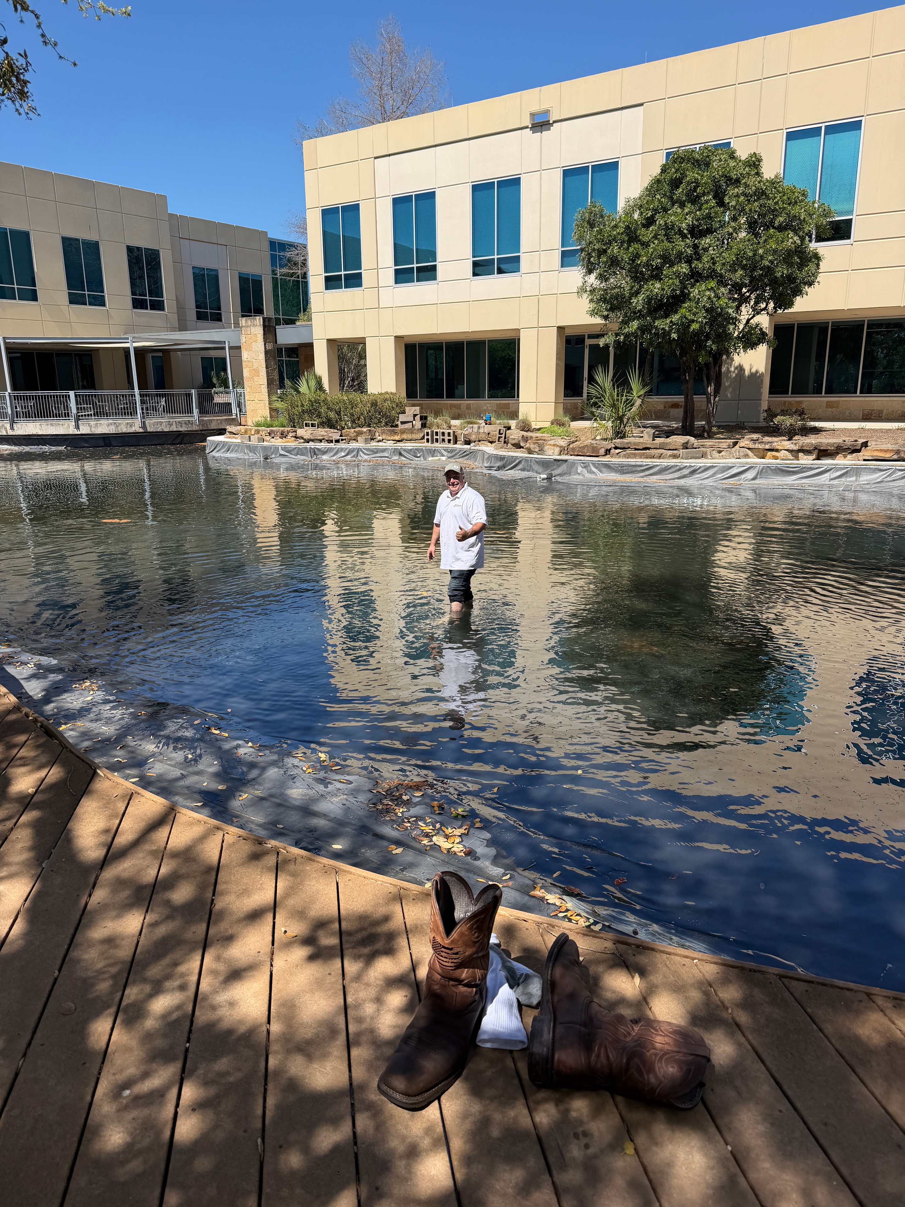 Stormwater pond inspection at commercial property